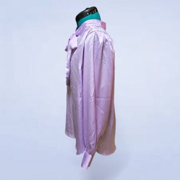 Torrid Studio Bubble Satin Bow Tie Blouse - Size Large - Picture 3 of 8